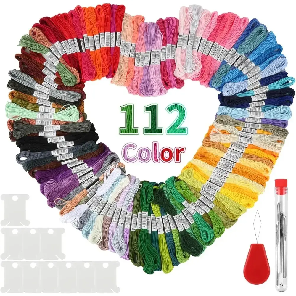 112 Colours Embroidery Thread Set, Embroidery Floss, Cotton Embroidery Thread Set for Embroidery Crafts Knitting Bracelet Sewing Thread Colorful