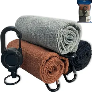 3 Pack Fishing Towels with Clips & one Heavy Duty Zinger Retractor, 16x16'' Retractable Plush Microfiber Bait Towel with Loop, Absorbent Utility Accessory  Fly Fishing Kayaking Hiking Boat