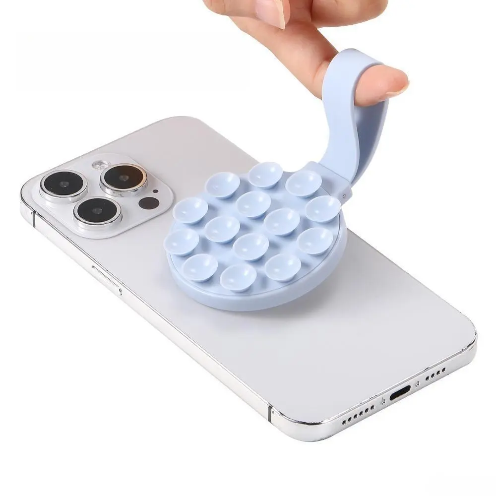 MagSuction Grip Strong Magnetic Phone Holder, MagSafe Silicone Suction Mount with Adjustable Kickstand & Finger Loop, Compatible with iPhone 12/13/14/15/16 Series Smartphones