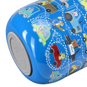 17 oz Insulated Lunch Containers Hot Food Jar, Wide Mouth Lunch Thermo for Kids Adults, Vacuum Stainless Steel Lunch Box With Handle Folding Spoon for School, Office (Blue Car)