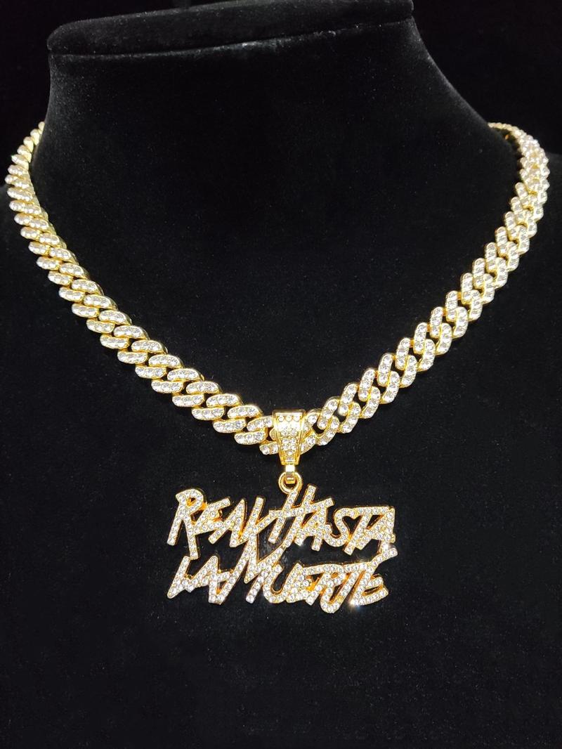 Fashion Letter Detail Pendant Cuba Necklace for Men & Women, Zinc Alloy Hip Hop Jewelry for Party, Club, Matching Punk Accessories As Gift for Women & Men