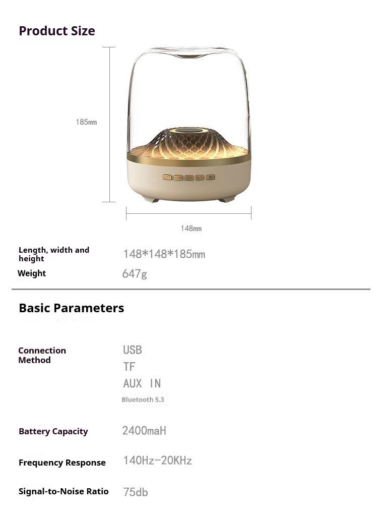 Dahaman Glass Speaker Bluetooth Speaker & Subwoofer Set Harman Colorful Glass Wireless Home Speaker Stylish Design with High-Low Frequency Gain Adjustment