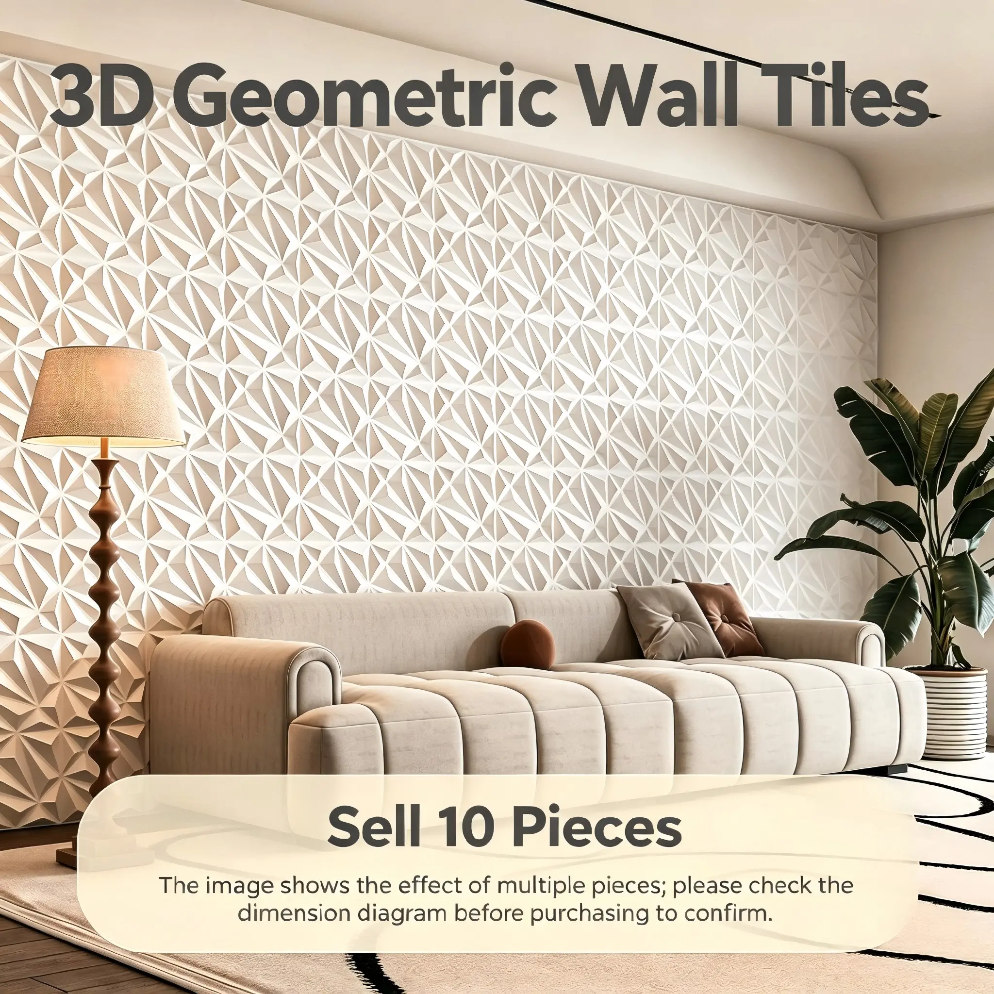 10 Piece Modern 3D Geometric Wall Stickers, Self-Adhesive, 11.8x11.8in, Living Room Bedroom TV Background Decor, Creative Home Decoration