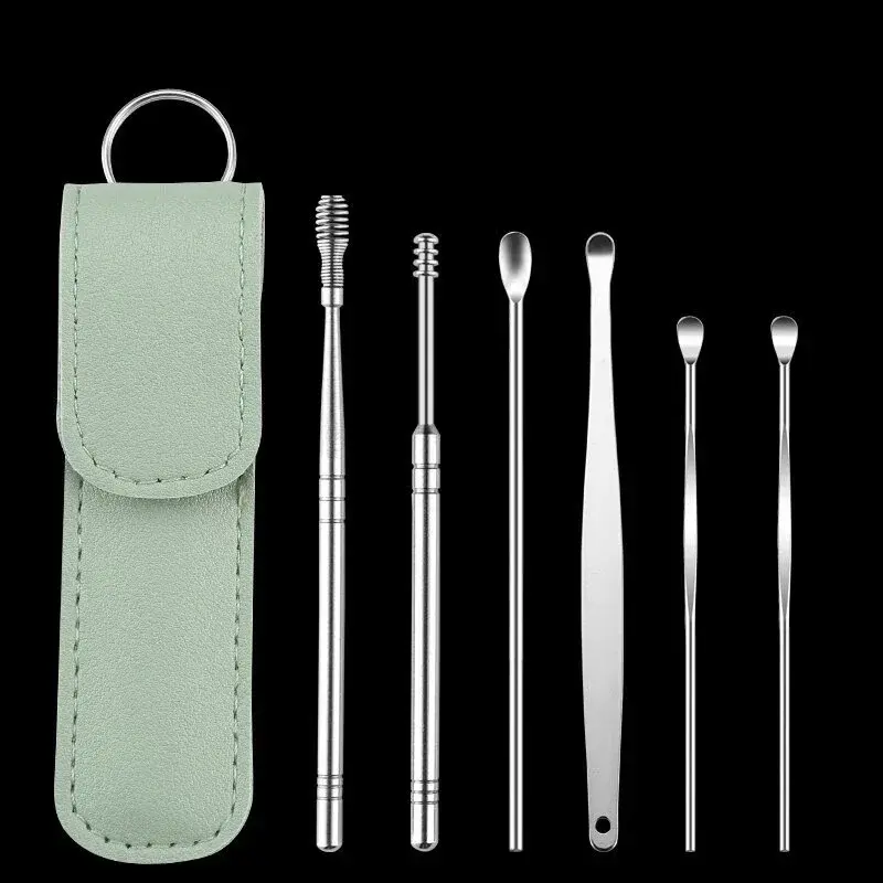 6 Piece Stainless Steel Ear Wax Removal Kit, Ear Pick and Curette Set. Gentle Ear Cleaning Tools for Adults. Includes Multiple Tips for Safe and Effective Ear Care. Reusable and Easy to Clean, Perfect for Daily Personal Hygiene.