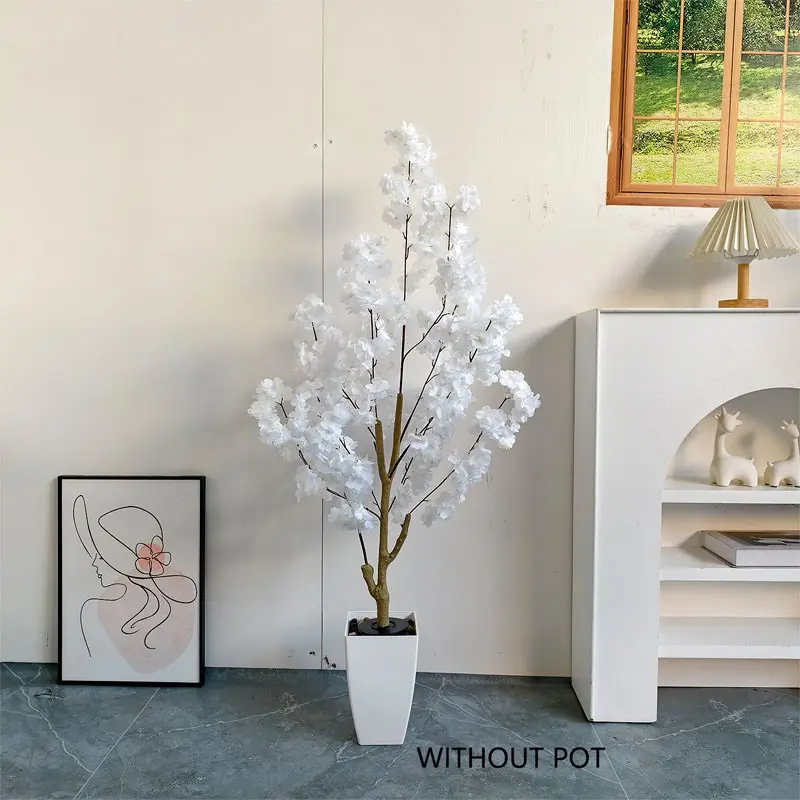120cm Cherry Blossom Tree Floor Plant, Romantic Landscape Decor for Living Room, Artificial Tree for Festivals and Exhibitions