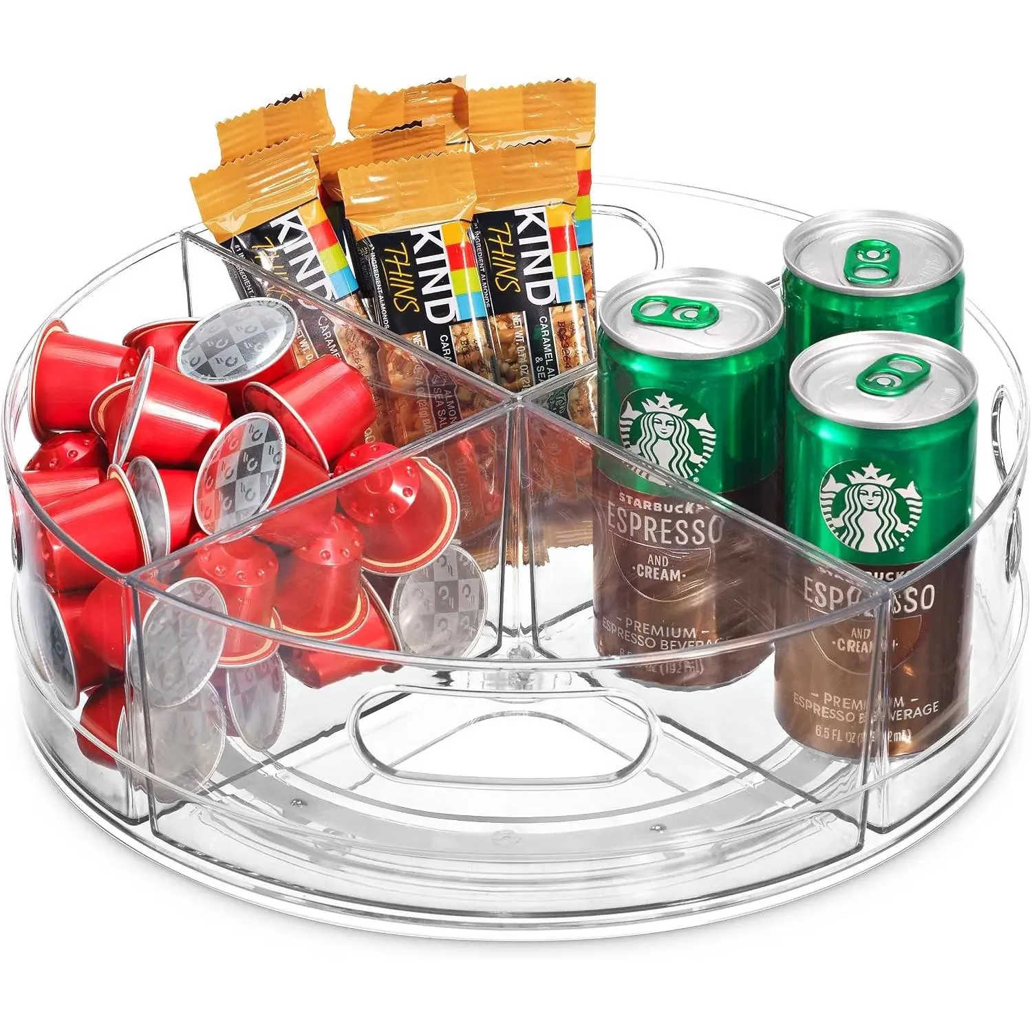 Lazy Susan Turntable - Clear Acrylic, Removable Sections, Rotates 360 Degrees. Easily Organize Your Fridge, Cabinet or Counter. Great Carousel Storage for Food, Spices, Cosmetics. (4-Sections)