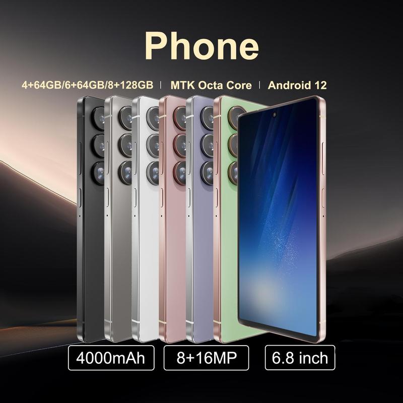 FUFFI 6.8 Inch Smartphone, 4+64GB ROM,1 Count 4G Network Unlocked Phone, Android 12.0 Version 8+16MP Cellphone, Dual Card Phone for Home & Office