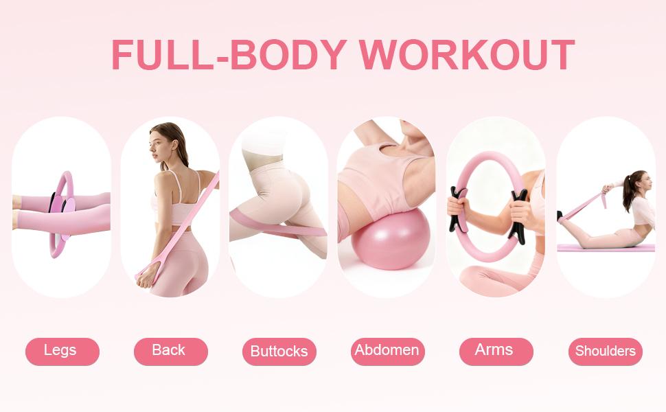 Home Pilates Kit for Women - 14 Pcs Pilates Equipment Set with Pilates Ring and Ball, 5 Resistance Bands Etc Accessories for Beginners Home Workouts - Includes Workout Guide