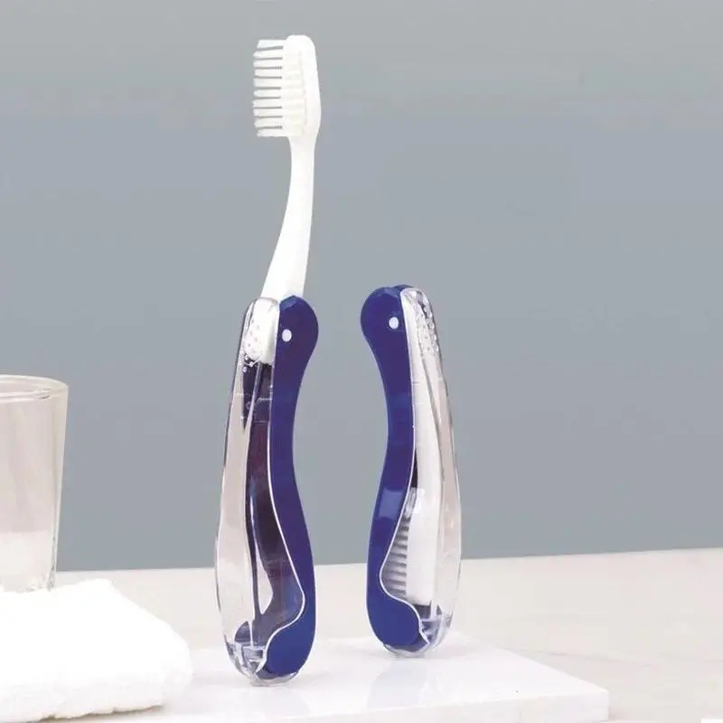 Portable Disposable Foldable Plastic Toothbrush, Lightweight 11cm Foldable Brush for Travel Camping, Oral Hygiene Cleaning Tool in Retail Box Pack (Bathroom Gadget)