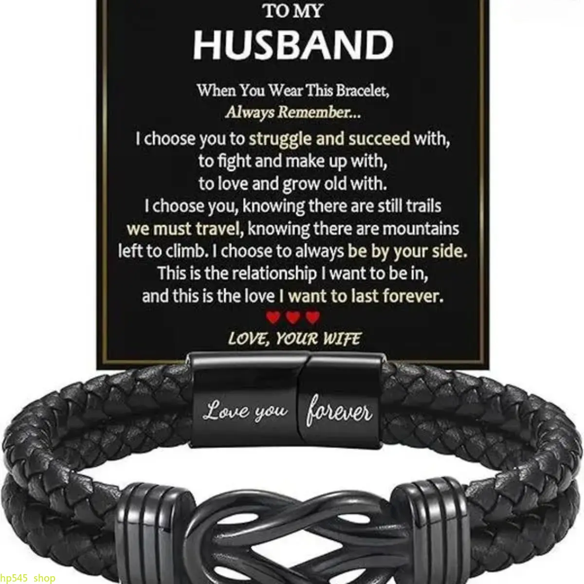 Infinity Knot Braided Leather Bracelet, Personalized To My Husband/Dad/Son/Grandson Love You Forever Bracelet, Meaningful Anniversary Birthday Christmas Gift For Men summervibes,summerwins