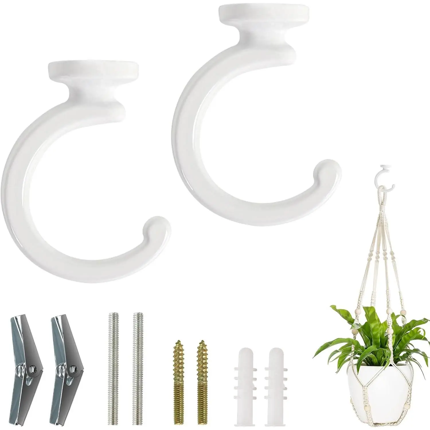 Ceiling Hooks for   2 Pack Heavy Duty Metal  Hanger | Decorative Hooks, Swag Hook, Fit Planter Flower Pot Lantern Wind Chimes Lights Ornaments, Multi-Use, Indoor Outdoor Decor