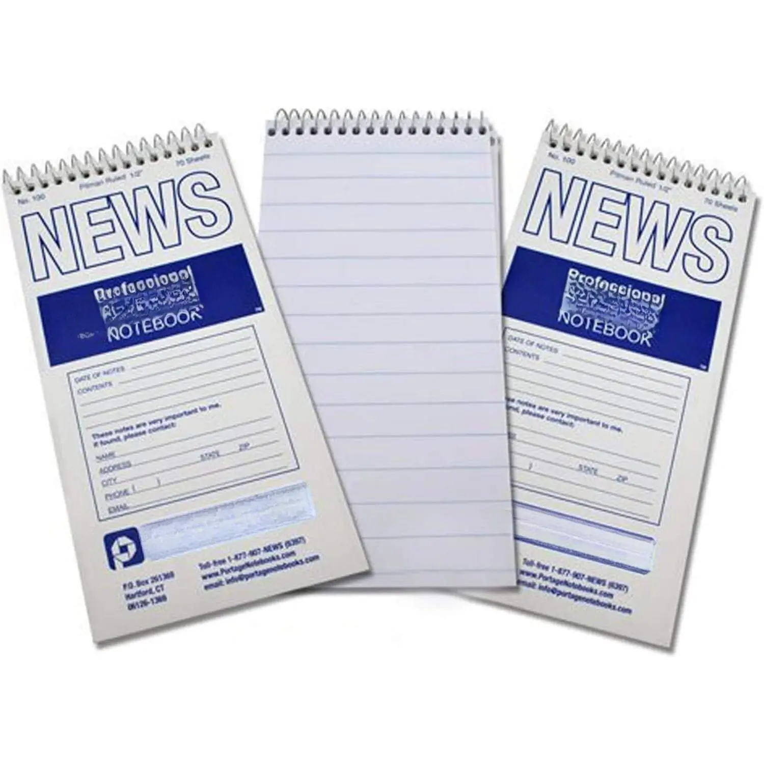 Reporter’s Notebook – Spiral Notebook, Notepad, Writing Pad for Professional Reporters & Journalists for Taking Notes, Field Book, Pittman Ruled– 4 x 8 Inches, 70 Sheets / 140 Pages (Pack of 3)