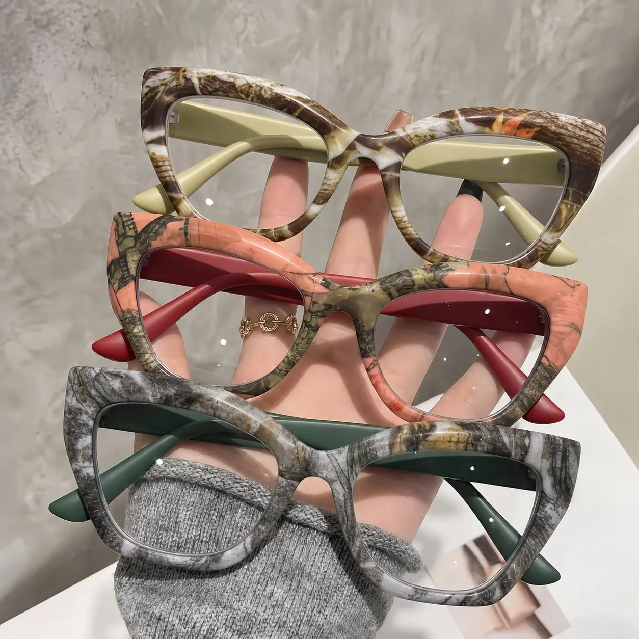 3 Pack Cat Eye Reading Glasses Women Camouflage Tortoiseshell Oversized Fashion Readers Set