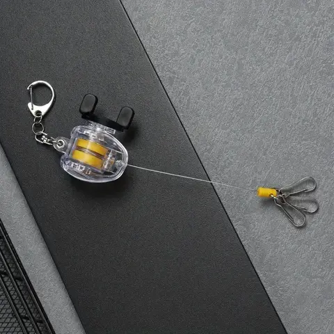 Retractable Small Fishing Reel Key Chain, 1 Count Portable Fishing Coiled Lanyard Key Ring, Fishing Accessories for Outdoor, Fishing Gear, Fishing Equipment, Keychains, Key Ring Accessory