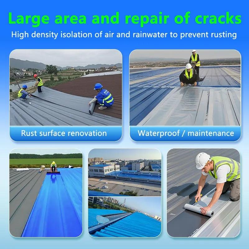 Roof Repair, 1 Roll Repairing Cracks & Loopholes Adhesive Waterproof Tape Suitable for Metallic Surfaces, Wave Tile Container Roofs, Steel Structures, Plastic