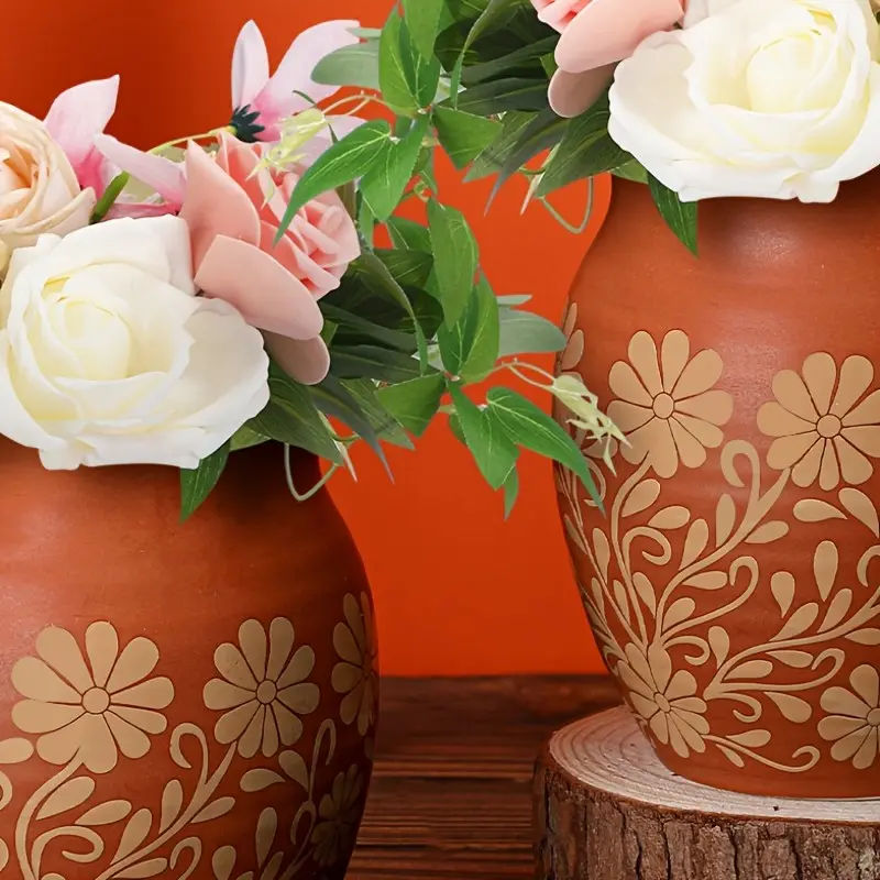 2pcs Pcs Authentic Mexican Cantarito De Barro Terracotta Shooter Vases/Drinking Cups - Tequila Bottles Suitable for Margaritas, Tequila, Mexican Wedding Fiestas, Decorative Clay Vases (Traditional Role in Tequila)