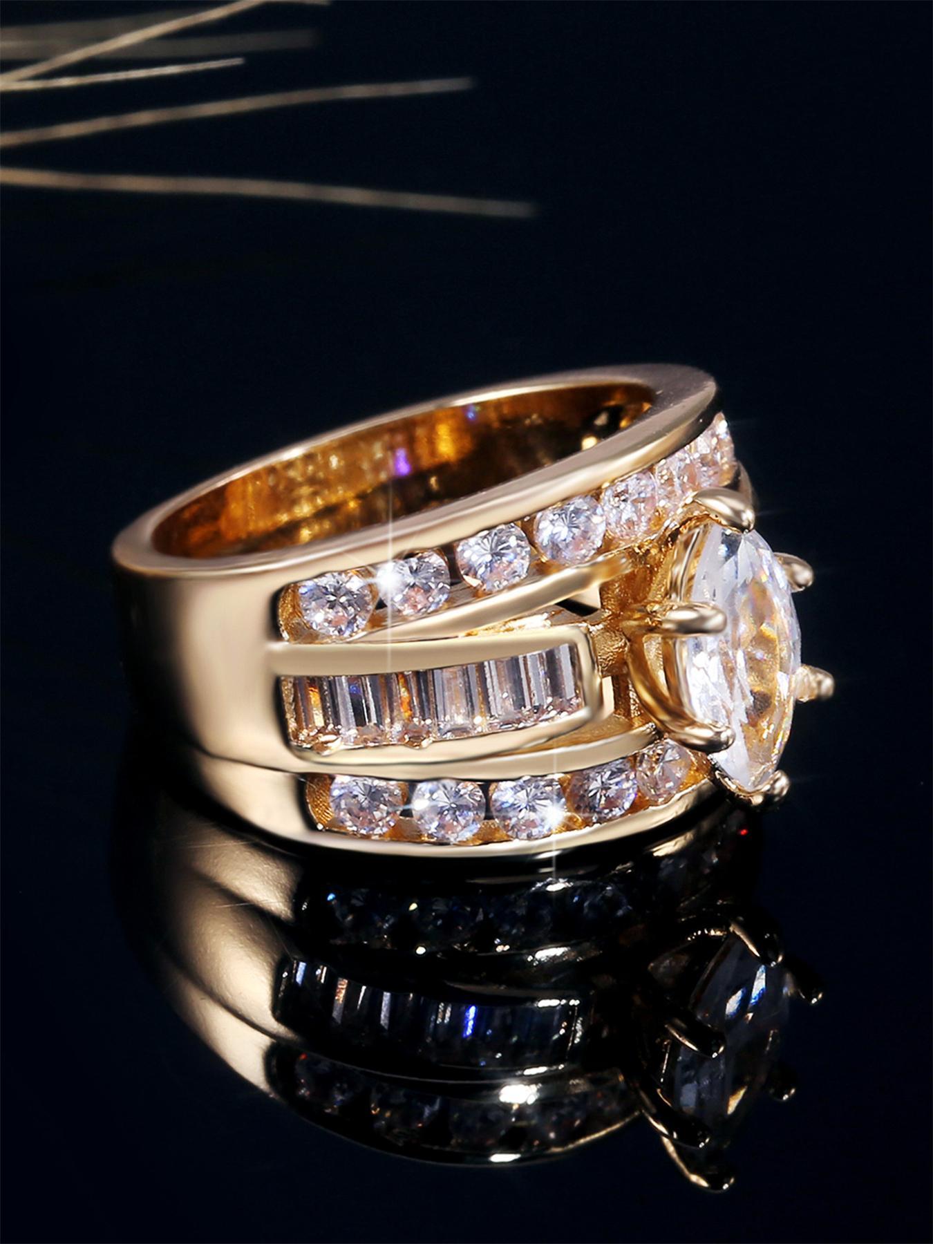 Fashion Artificial Crystal Decorated Ring, Statement Rings, Wedding Engagement Party Accessories for Women, Trendy Accessories for Party and Daily Life