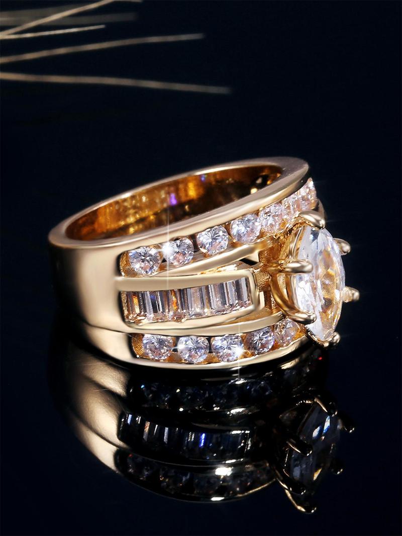 Fashion Artificial Crystal Decorated Ring, Statement Rings, Wedding Engagement Party Accessories for Women, Trendy Accessories for Party and Daily Life