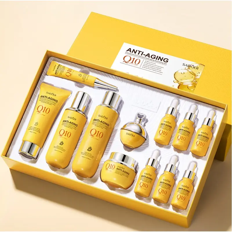 Coenzyme Q10 Vitamin E 12PCS Complete Nourishing Skin Care Set, Deep Hydrating Moisturizing Kit Repair Kit Soft Firm Plump Skin Daily Night Facial Gift For Women