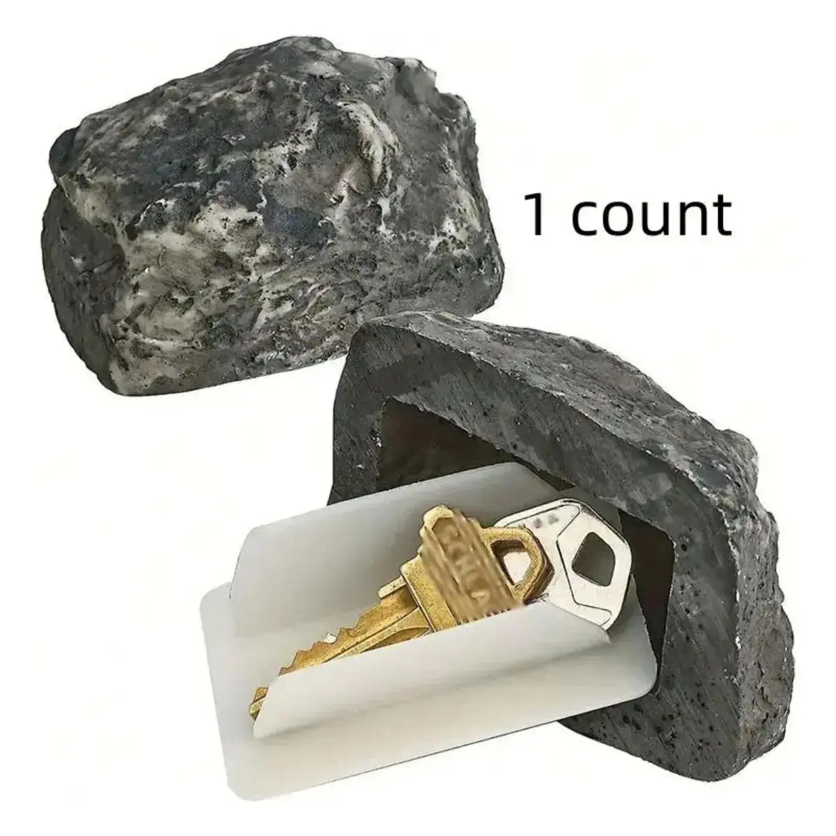 Fake Rock Key Hider, Realistic Outdoor Hidden Key Holder Storage Box with Camouflage Stone Design, Durable Garden Security Organizer for Backyard, Patio, Door, Home and Outdoor Use