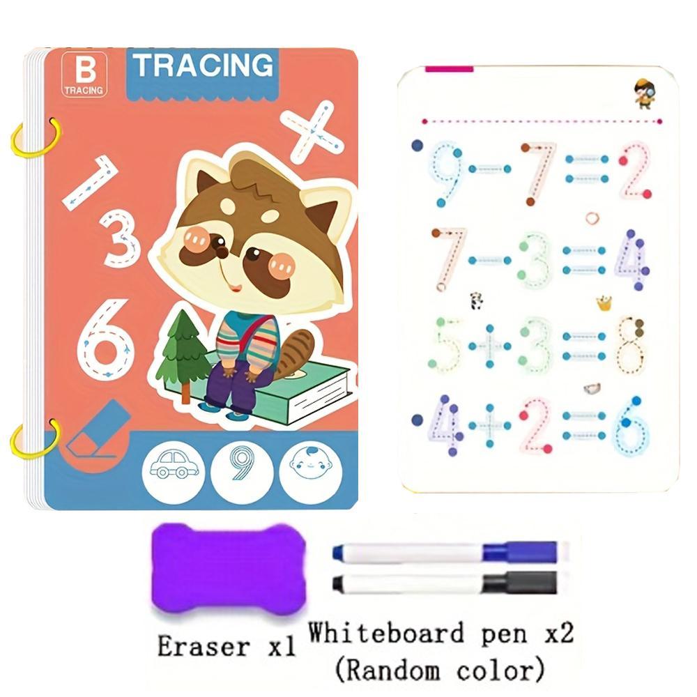 32-Page Reusable Educational Workbook for Kids, Erasable Writing Practice Board, Durable Paper for 3-6 Years Old Skill Development, Learning Tool, Visual Learning Tools