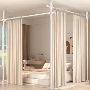 Adjustable Temporary Freestanding Room Divider Privacy Partition 4-10ft(H) 28-140inch(W) No Drilling Tension Rod Heavy Duty Space Separator White