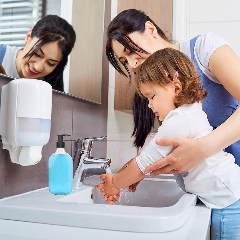 10oz Clear Plastic Pump Bottle, 2 Counts Soap Dispenser, Refillable Empty Bottle Container with Pump for Essential Oil Soap Lotion Shampoo, Storage Dispenser