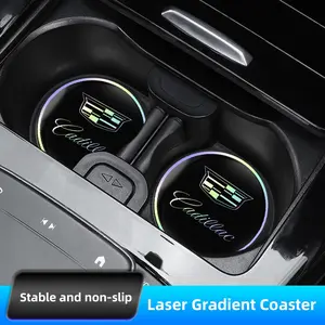 2PCS Car Water Coaster Pad Laser Water Coaster Accessories For Cadillac Escalade CTS ATS XTS CT4 CT5 XT5 XT4 XT6 CT6 Lyriq SRX ELR Celestiq EXT XLR
