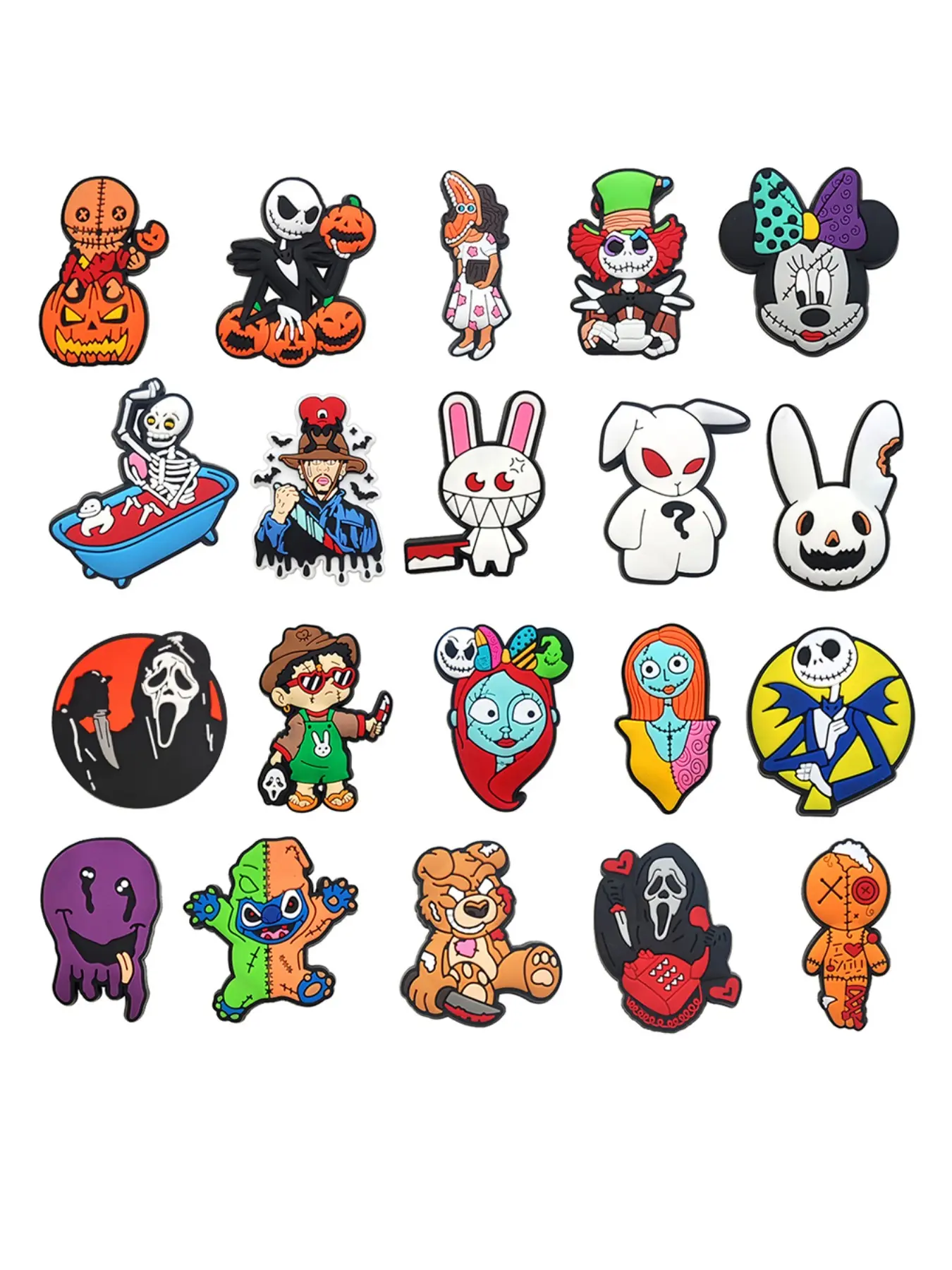 20pcs Halloween Cartoon Shoe Accessories, Kids' Shoe Decorations, Wristbands, Sandals, Christmas Gifts, Cute Style, All Seasons