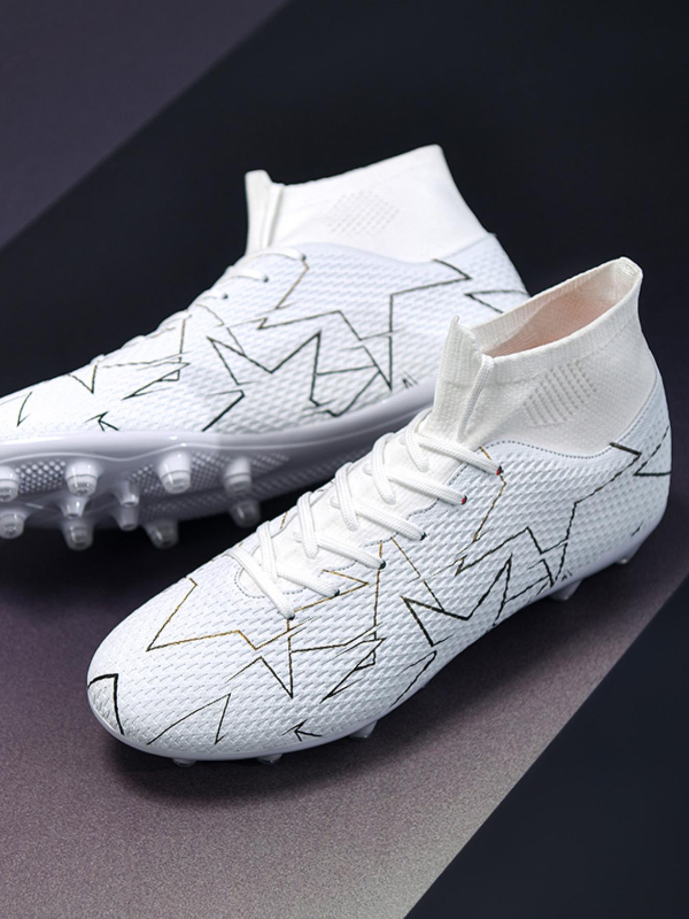 Men's High-top Lace-up Football Boots, Football Field Boots, Breathable & Non-slip Football Shoes, Professional PU Soccer Shoes for Outdoor Training