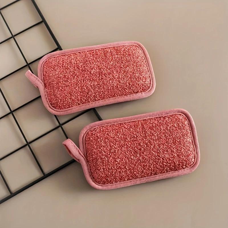 3pcs Non-Stick Bamboo Fiber Sponge Dish Cloth, Multi-Functional Kitchen Scrubbing Pads, Double-Sided Cleaning Mats for Home Use