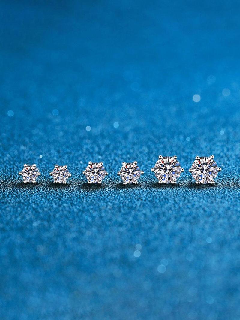S925 Sterling Silver Glittering Diamond Stud Earrings, Solitaire Earrings, Artificial Zirconia, Pretty Studs, Fashionable Stud Earrings for Women & Girls, Trendy All-match & Exquisite Jewelry for Birthday Gift, Accessories for Women