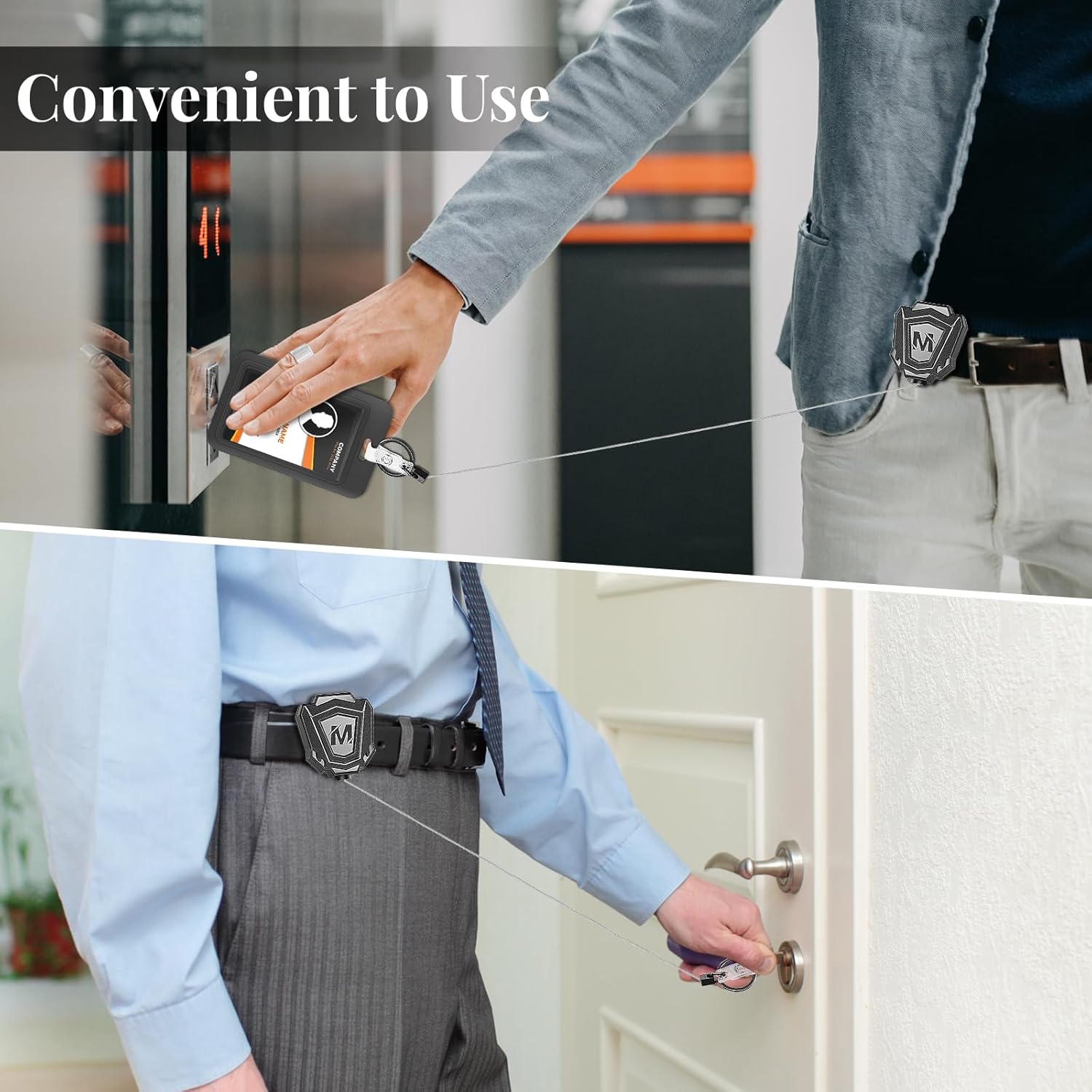 Heavy Duty Retractable Keychain with Belt Clip Retractable ID Badge Holder Reel with 31.5" Steel Cord, 9.0 oz