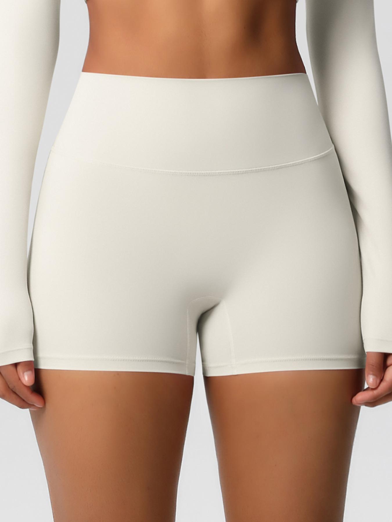 Women's Solid Color High Waist Sports Shorts, High Stretch Comfortable Breathable Tummy Control Butt Lifting Yoga Shorts, Ladies Sportswear for Indoor Outdoor Wear, Soft Stretch Shorts