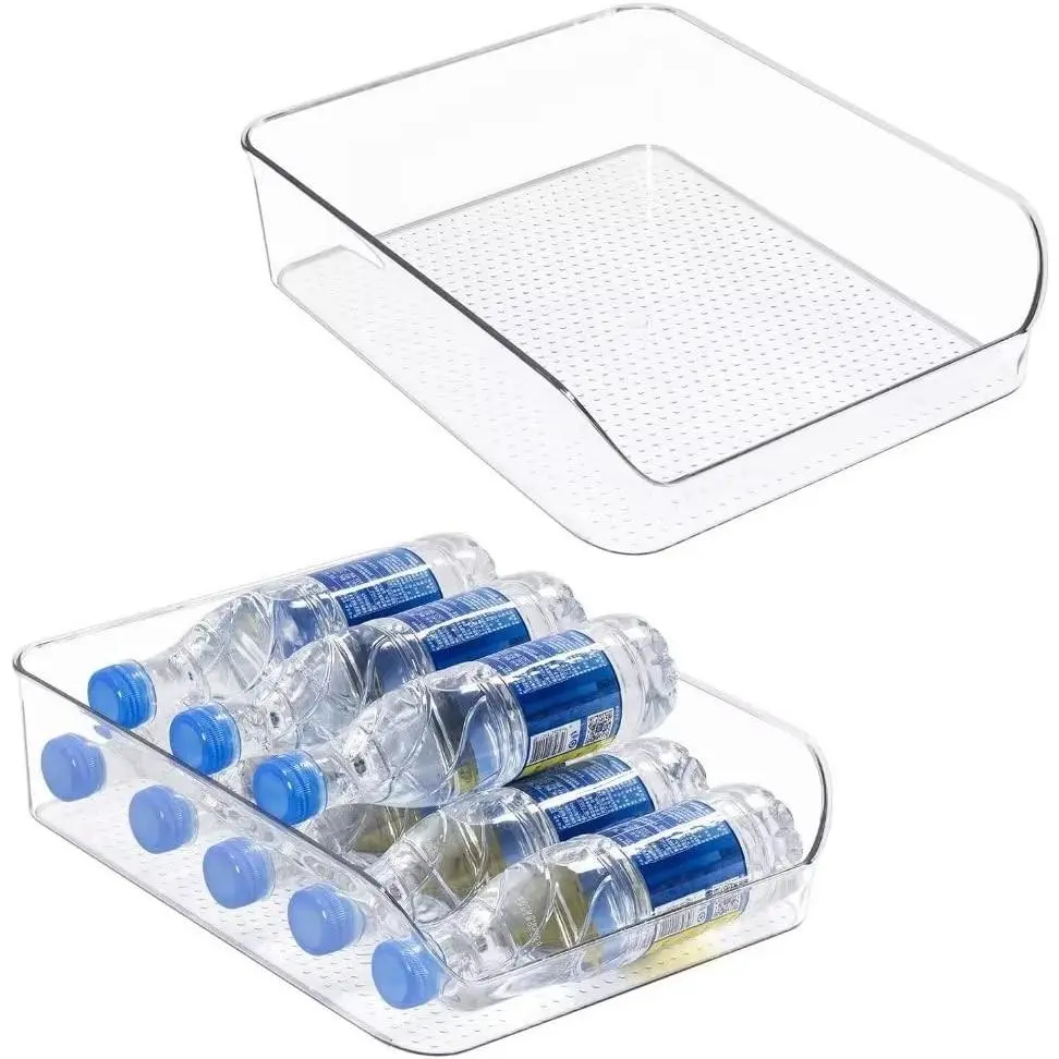 2 Pack Water Bottle Organizer Refrigerator Organizer Bins and Clear Storage Bins for Fridge, Freezer, Cabinet, Cupboard, Pantry Shelf, BPA-Free