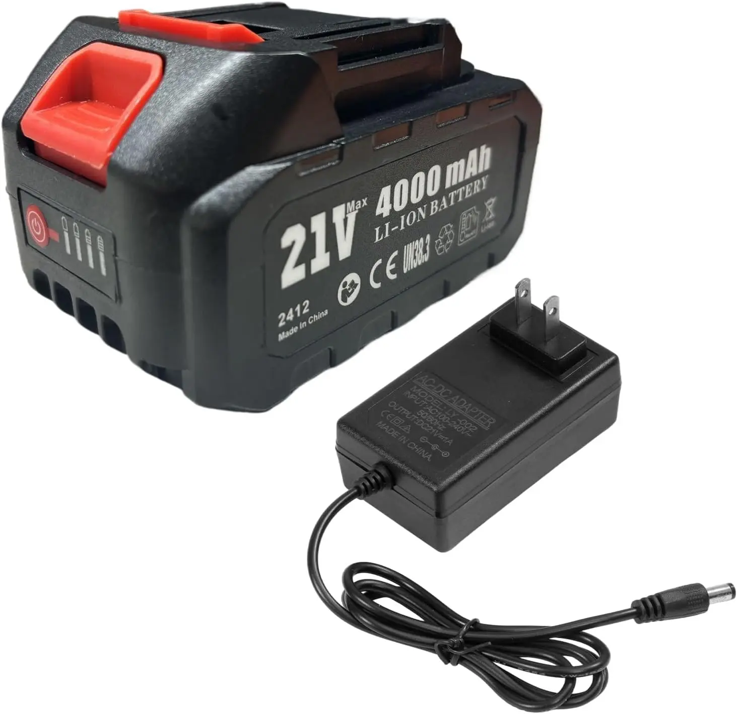 Mini Battery, 21V 4000mAh Lithium Battery with Charger Adapter| Recharge Battery with Electric Display, Repalce for Most Electric, Suitable for Same Interface
