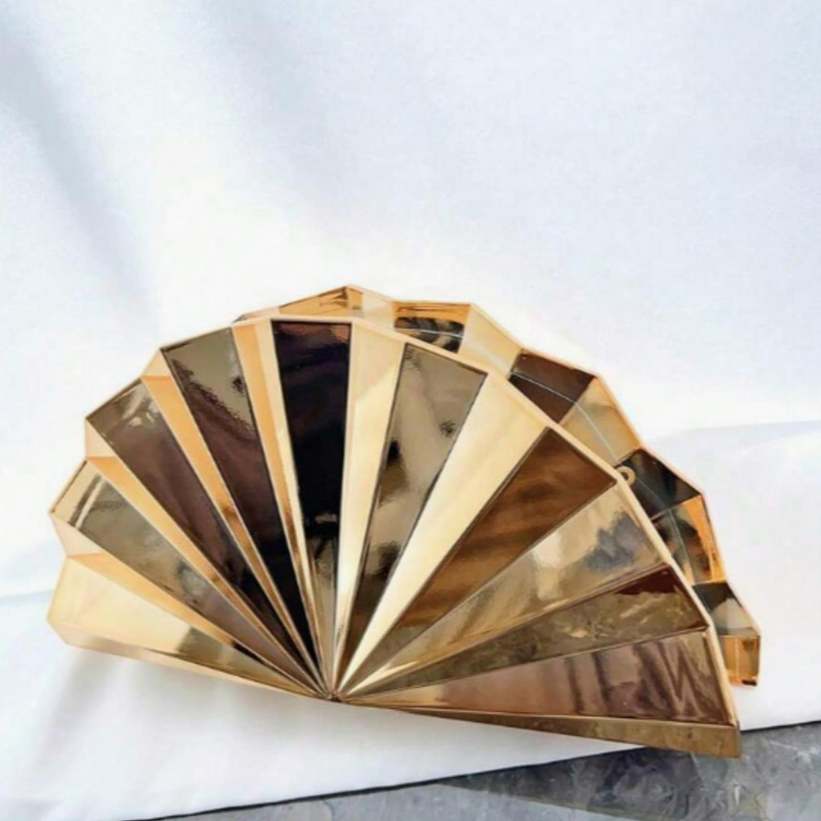 Gold Metallic Striped Asymmetric Clutch Bag, Crossbody Bag Party Purse, Elegant Formal Occasion Shoulder Bag Handbag, Chain Bag, Minimalist Fashion Women's Evening Bag