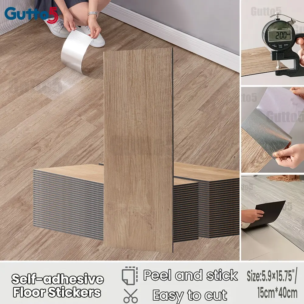 25pcs/50pcs Retro Wood Grain Floor Tiles, Self-Adhesive, Waterproof, Durable, DIY Removable, for Kitchen, Living Room, Office, Store Decor