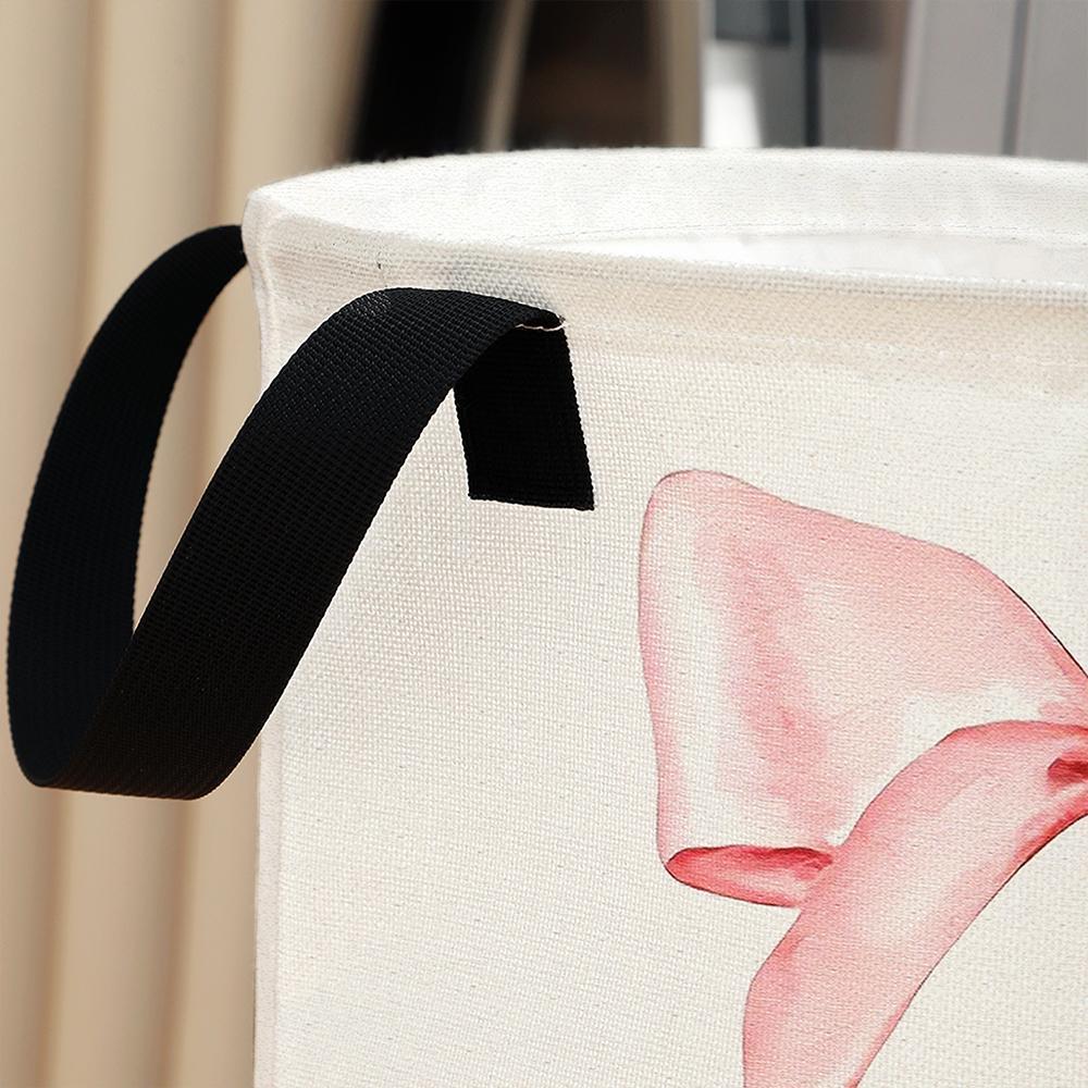 Bow Pattern Laundry Basket, Large Capacity Dirty Clothes Storage Basket with Handle, Household Foldable Dirty Clothes Basket for Home, Laundry Hamper