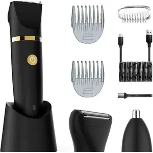 3 in 1 Electric Body Hair Trimmer,Groin Hair Trimmer for Men,Waterproof Electric Shaver Nose Hair Trimmer,Men's Hair Removal Device Cordless,Manscape Trimmer with Standing Recharge Dock