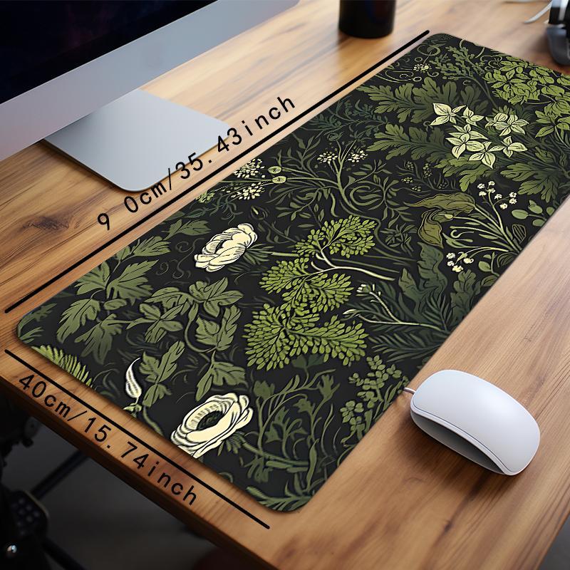 Creative Plant Pattern Mouse Pad, Rectangle Gaming Mouse Pad, Non-slip Large Surface Rubber Base Stitched Edge Desk Keyboard Mat for Home Office Game Desktop Accessory, Office Accessories