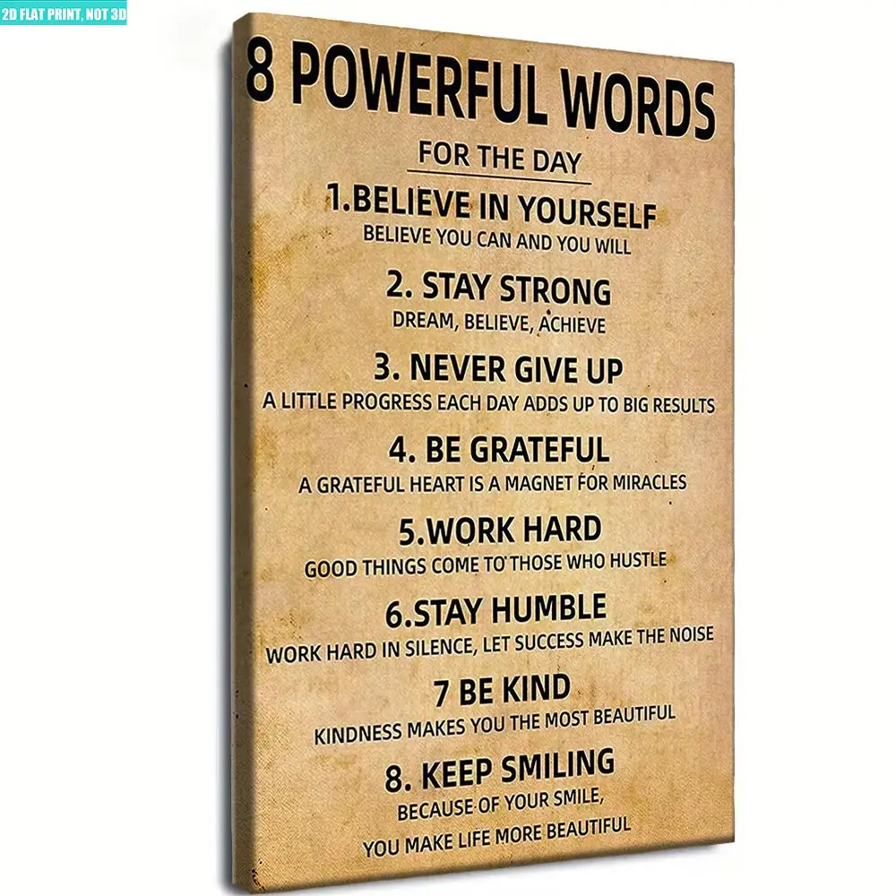 Wood-framed canvas wall painting with motivational daily guide words, single modern artistic poster, fashionable home decor picture ornaments for living room, bedroom and office murals church unique art decoration quote