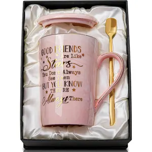 Best Friend Birthday Gifts  Women, Friendship Gifts  Women, Unique Mothers Day Birthday Gift Ideas  Her, Friends Female, Besties, BFF Ceramic Marble Coffee Mug Gift Box Printed Gold 14 oz