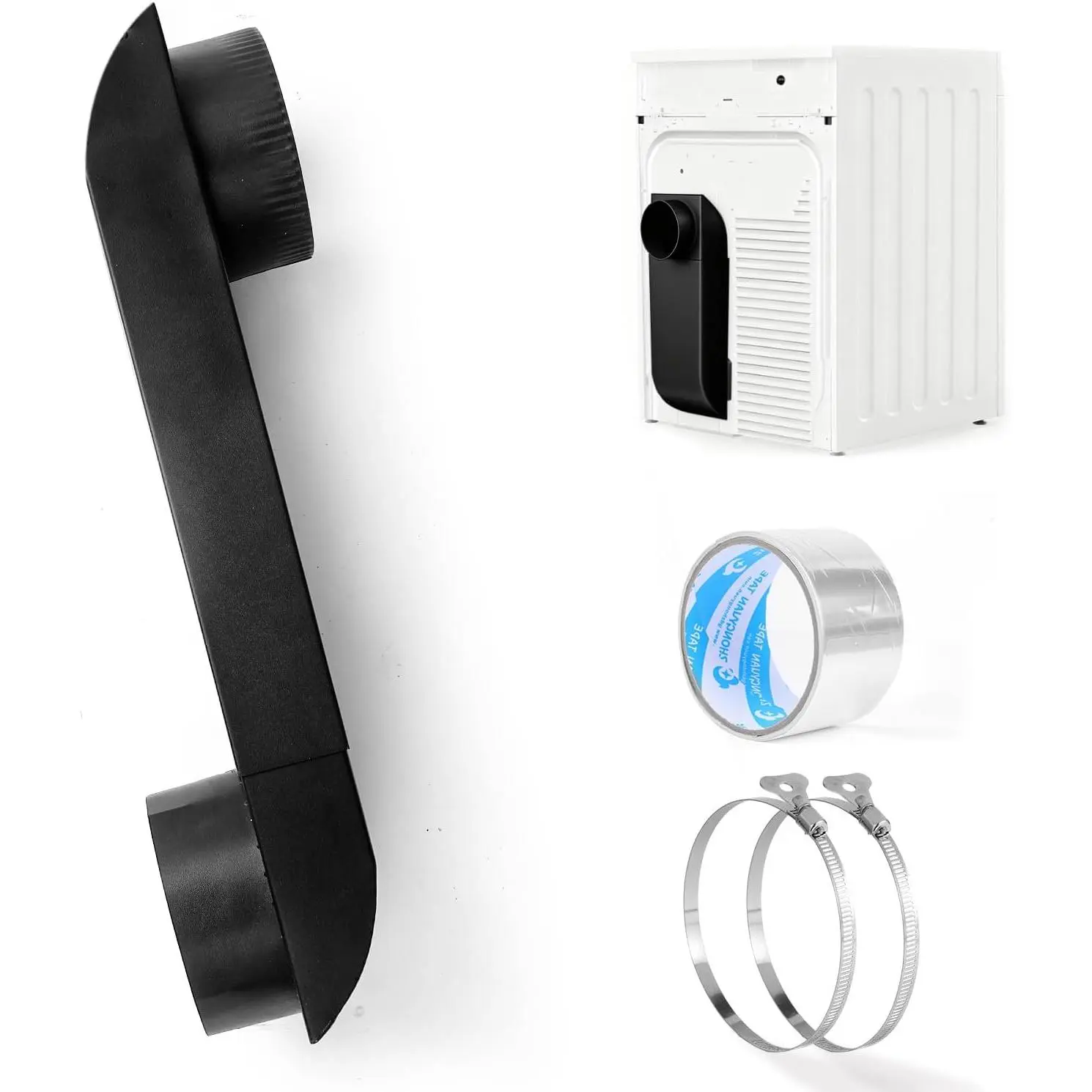 Upgraded Periscope Dryer Vent Kit 12"-19" Adjustable Flat Vent for Tight Spaces – 4 Inch Outlet, Heavy-Duty Black Stainless Steel, Fits // Gas & Electric Dryers, (Genuine OEM)
