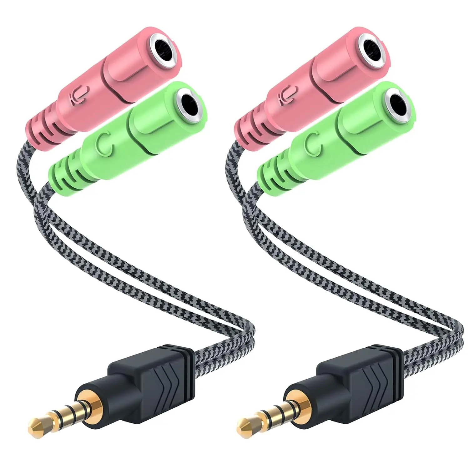 Headphone Mic Splitter 2 Pack 3.5mm Headset Adapter for Computer