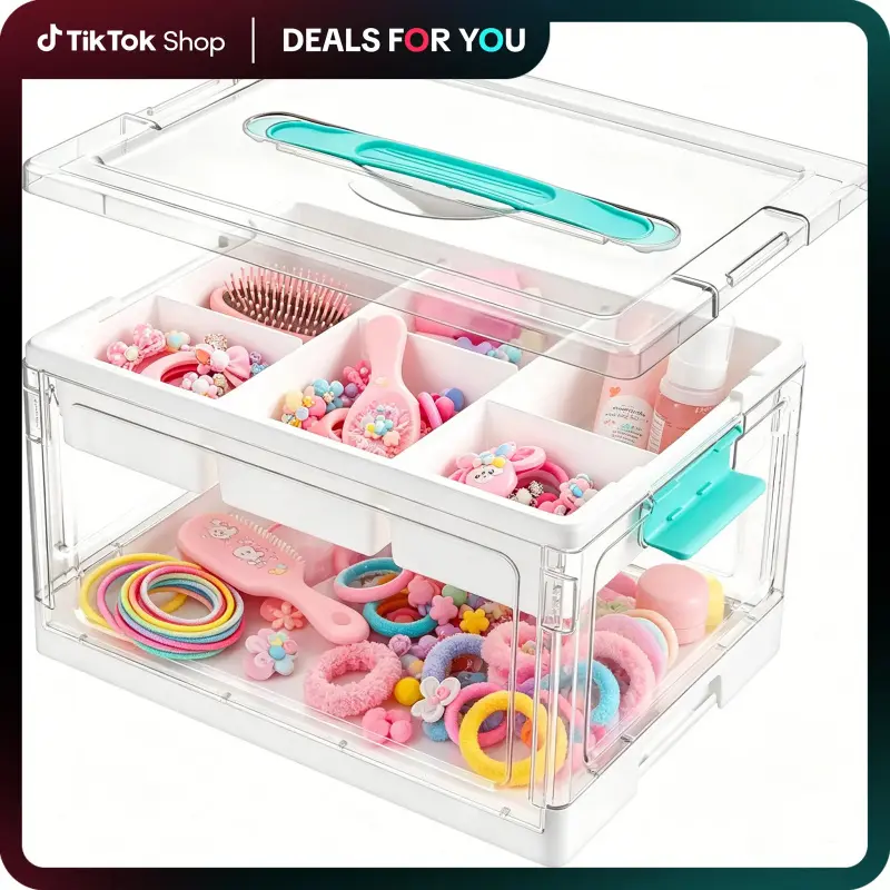 1pc Clear Craft Storage Bin with Removable Trays and Adjustable Dividers, Ideal Containers for Art Supply Coloring Books, Sensory Toys, Craft Supplies, Medicine, Playdough, Transparent Dust Proof, Mid Year Sale Restock,