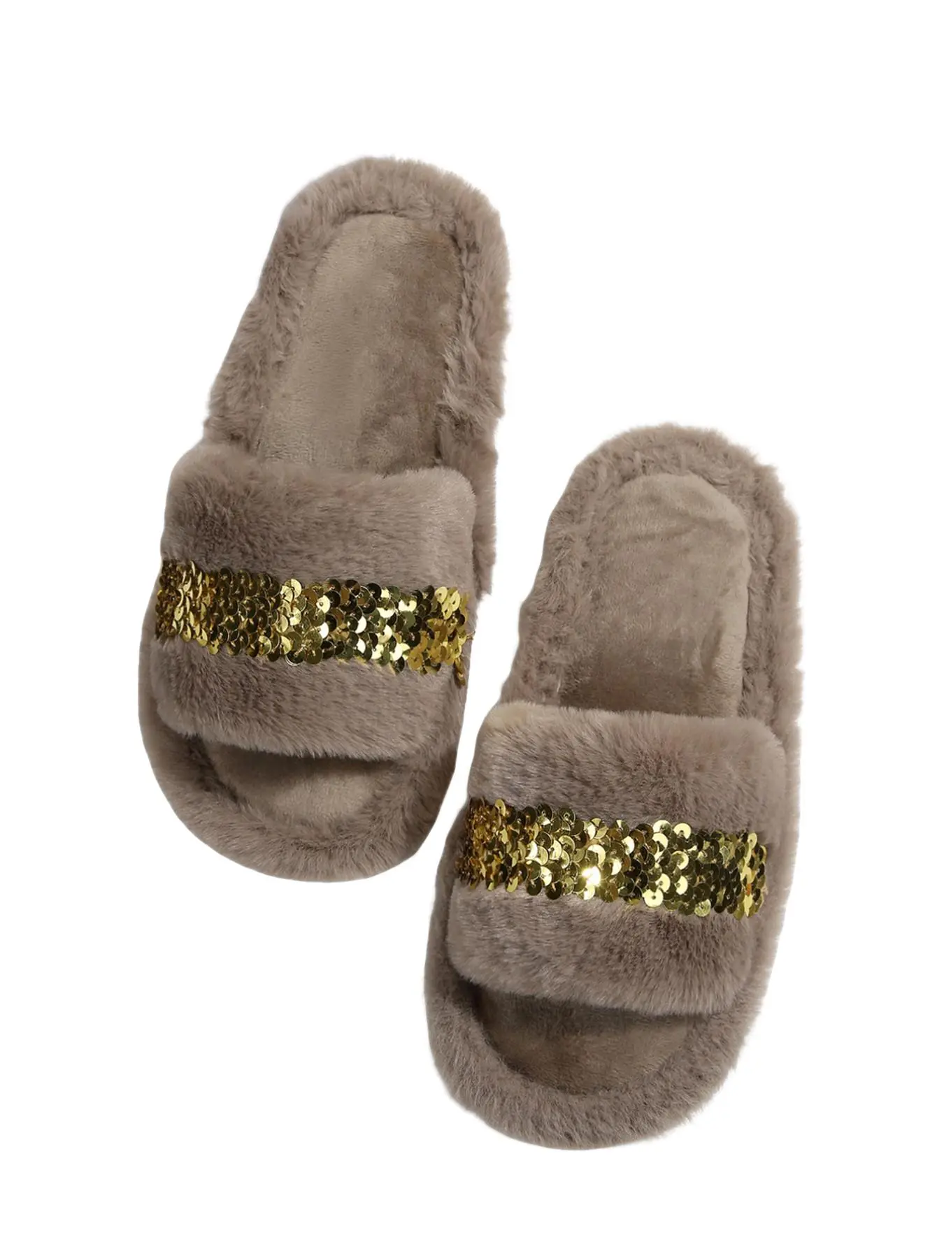 Women's Plush Slip-On Slippers, Fall Winter Non-Slip Thick Sole Indoor Outdoor Warm Cotton Slippers, Cozy Home Footwear