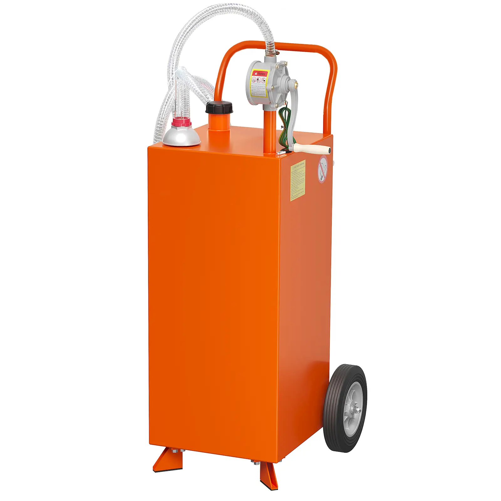 30/40 Gallon Portable Fuel Caddy – Manual Transfer Pump, Gasoline & Fuel Storage Tank – Outdoor Fuel Container for Cars, Lawn Mowers, ATVs, Boats – Black/Orange