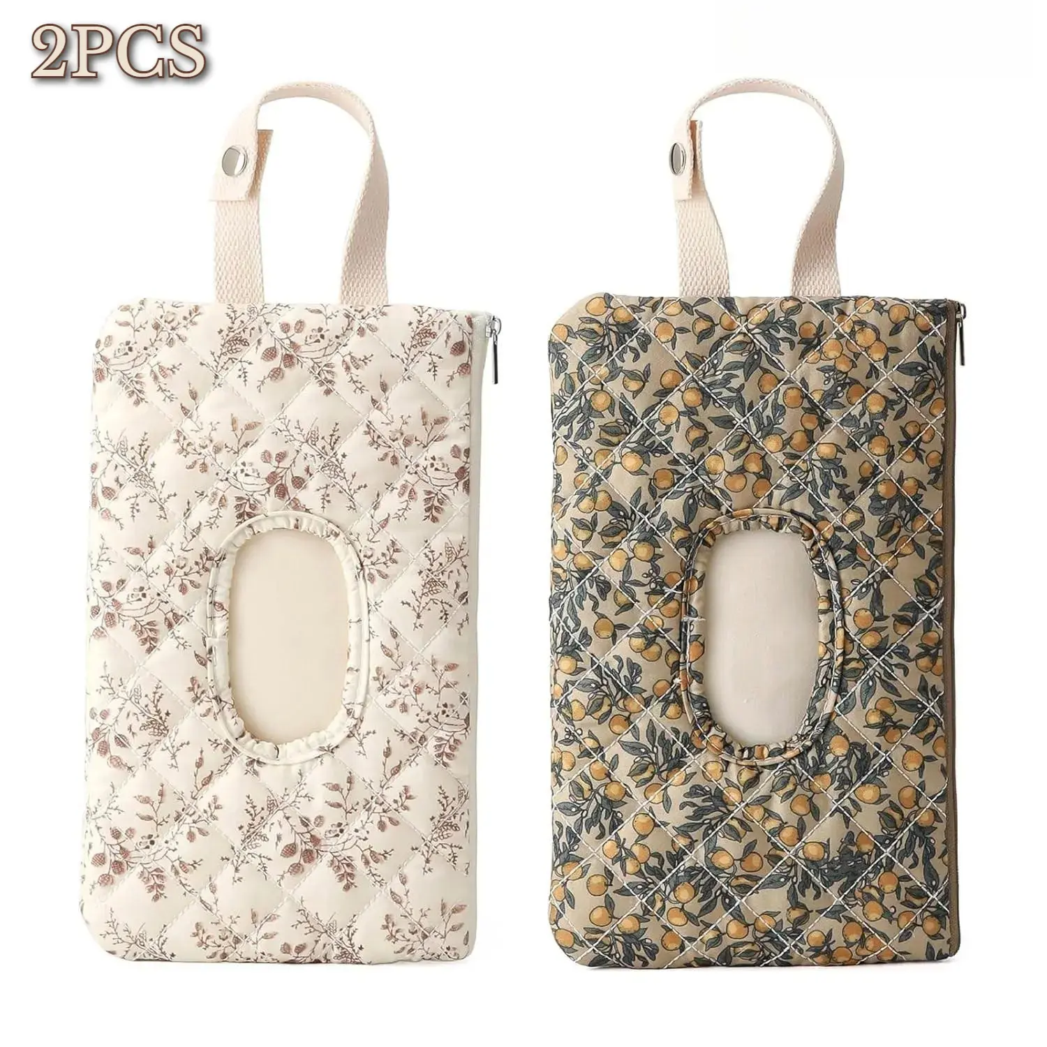 2PCS Floral Embroidery Hangable Wet Wipe Bag with Handle - Compact Fashion Accessory for Baby, Parents, Stroller Storage, Outdoor Travel, Outdoors, Wet Wipe Holder, Travel Ready, Quick Access, Fabric Bag, Multi Functional, Portable, Floral Print【2Pcs】, Fl