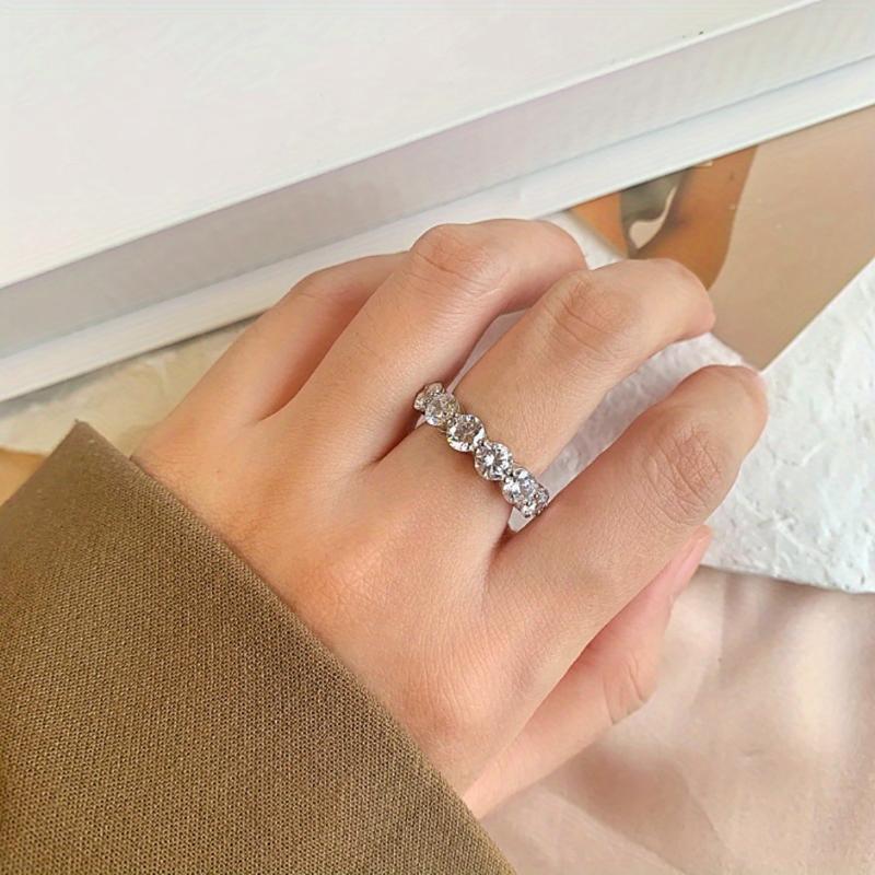 7.5-8carats 5mm D Color Moissanite Row Ring Sterling Silver Wedding Band Rings For Women Wedding Rings for Women, Eternity Band, Classic Style Men'S Women'S Fashion Stacking Band Ring Engagement, Christmas Thanksgiving Gifts For Couple